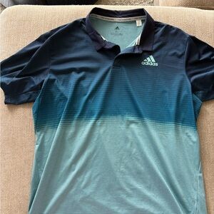 Adidas Men's Gradient Navy and Teal Polo